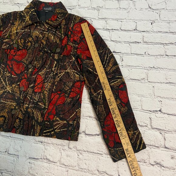 Black Label‎ by Evan Picone Vibrant Red & Black Blazer Jacket - Floral - Picture 9 of 10